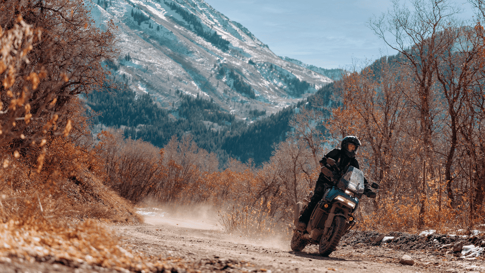 The 2025 Harley-Davidson® Pan America® 1250 Special tackles rugged mountain trails near Deer Park, TX, ideal for fall adventure seekers.