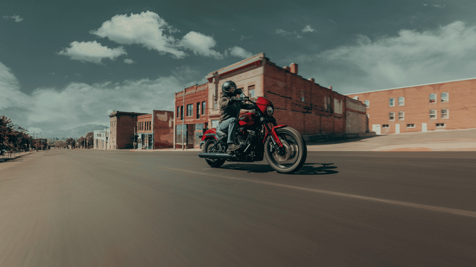 2025 Harley-Davidson® Low Rider® S riding through historic downtown near Deer Park, TX, built for bold performance and street dominance.